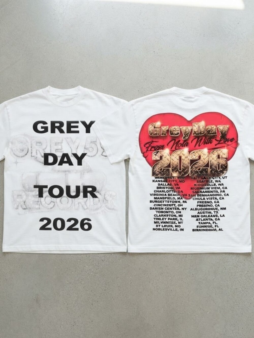 $uicideboy$ Greyday Tour 2026 Heart White T-Shirt S-4XL